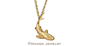 14k yellow gold shark by manon jewelry s300